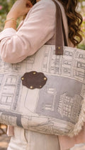 Cabas Luneboheme Archi en toile de lin et coton 45x30x15cm