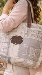 Cabas Luneboheme Archi en toile de lin et coton 45x30x15cm