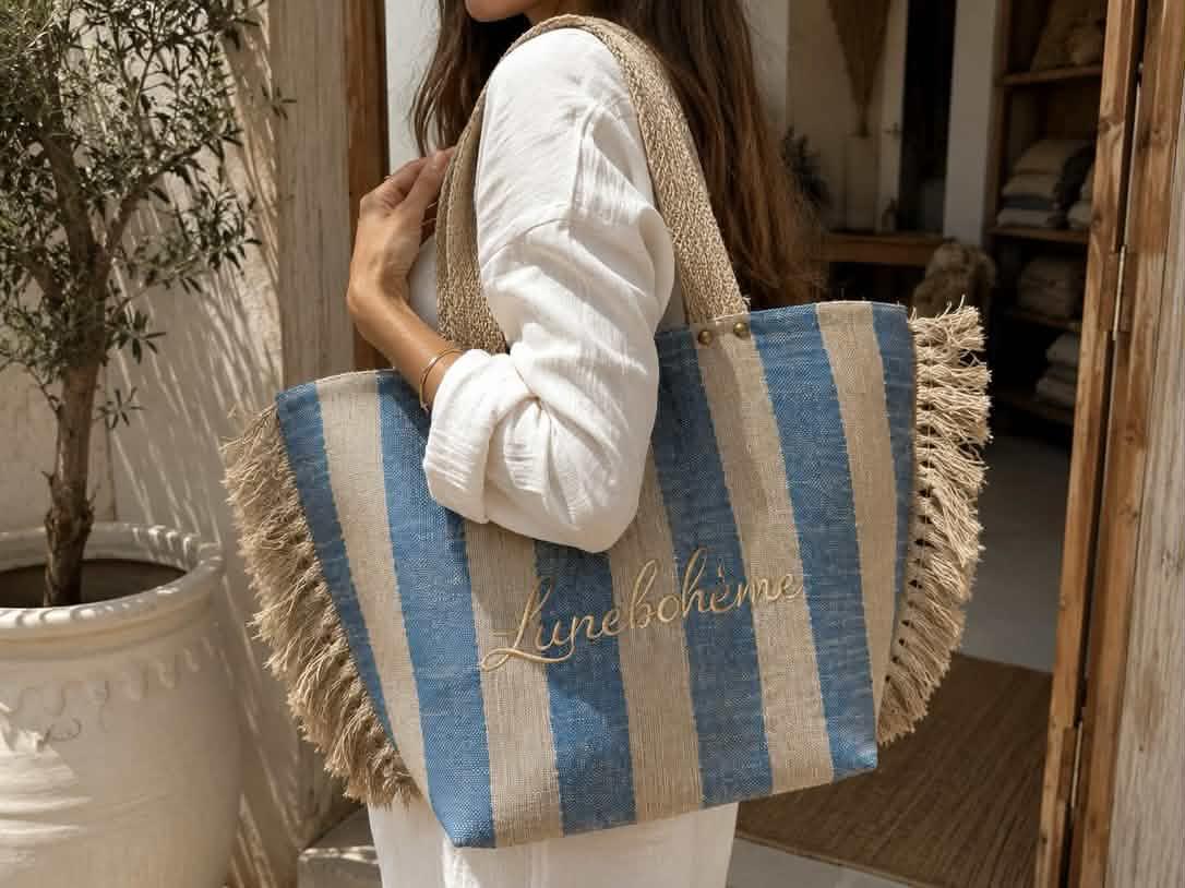 Cabas Bohème Rayé à Franges – Luneboheme