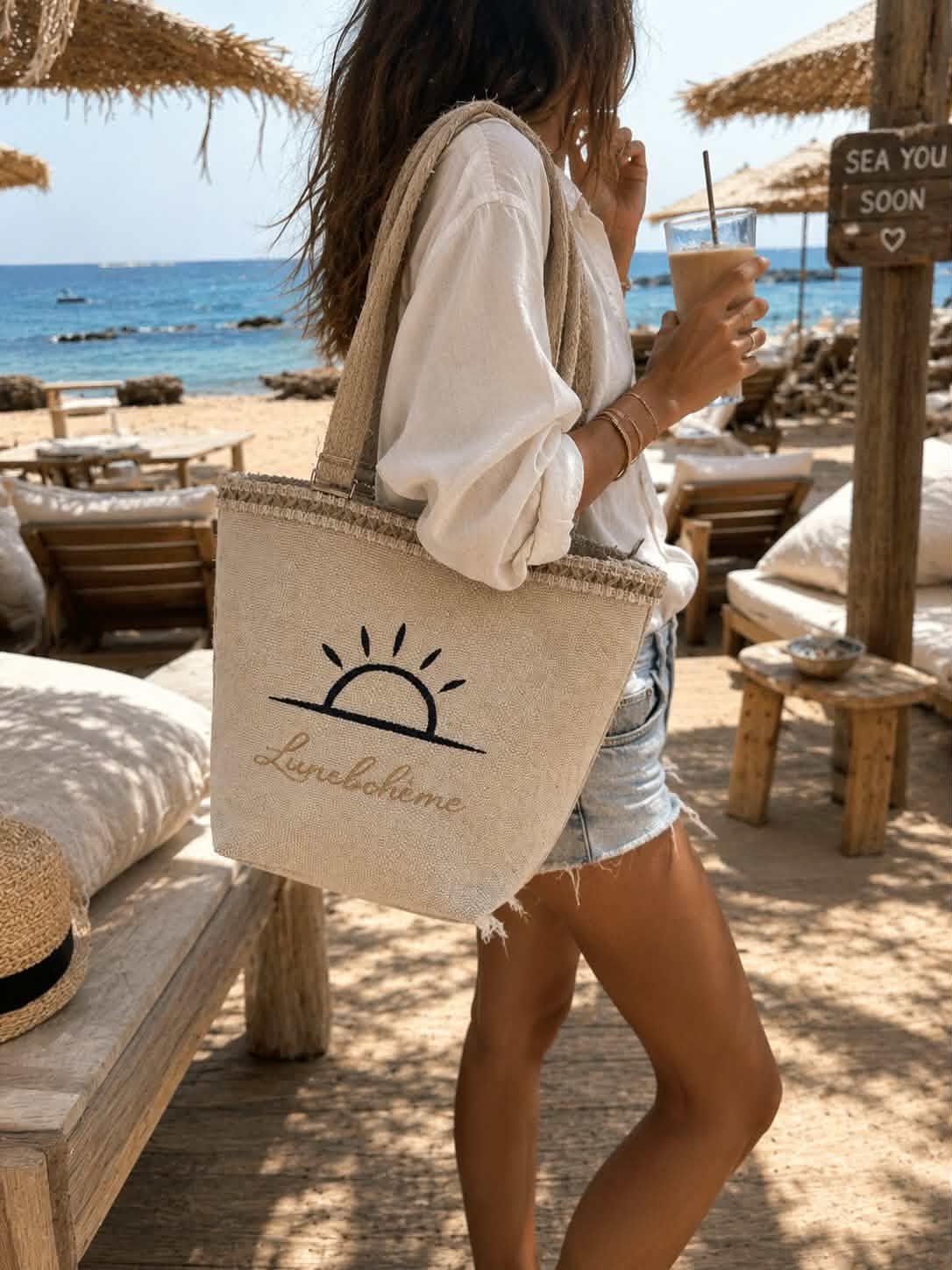 Cabas Soleil Signature – Sable Naturel