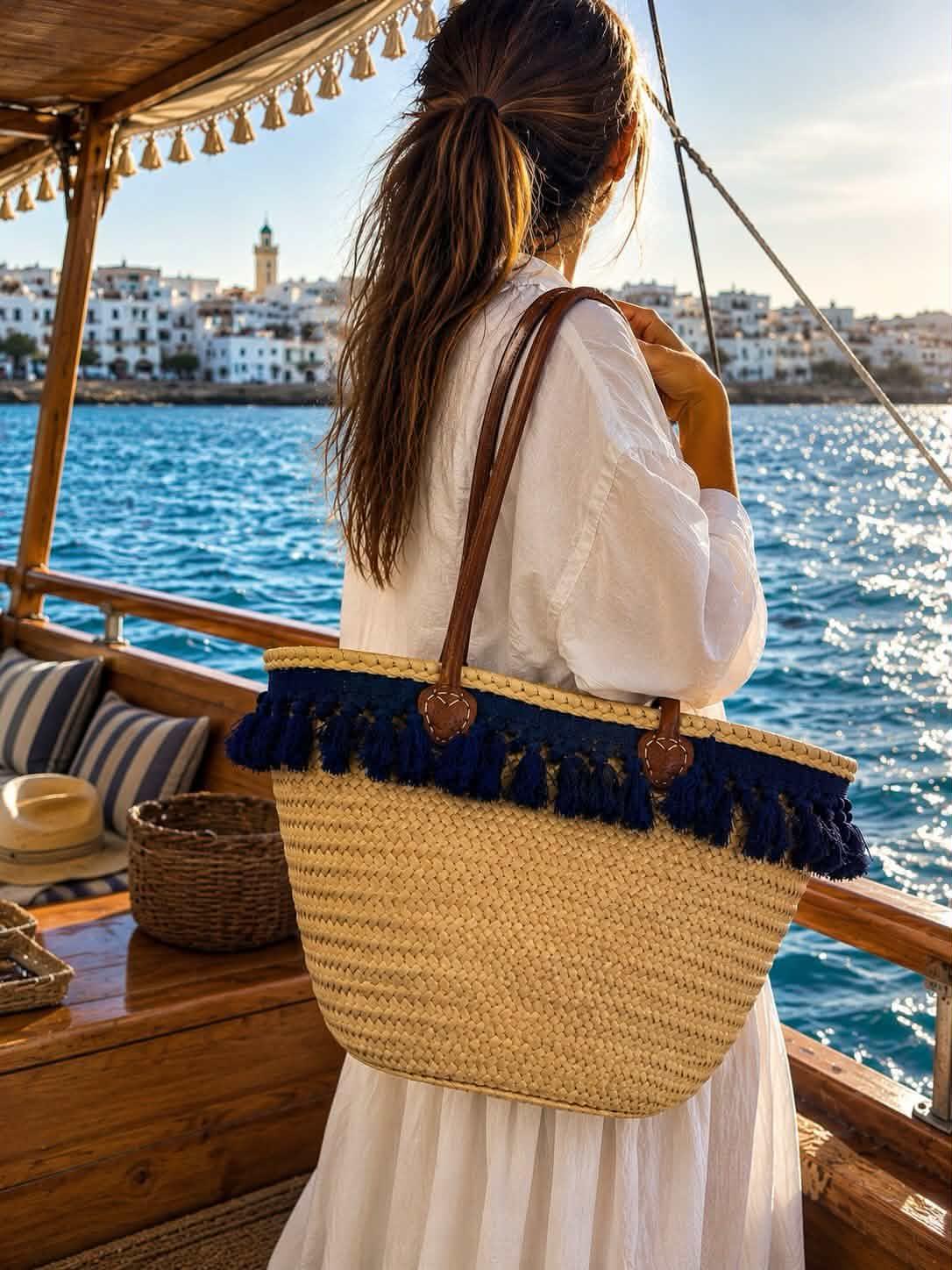 Panier Saphir – Franges à pompons & housse en organza
