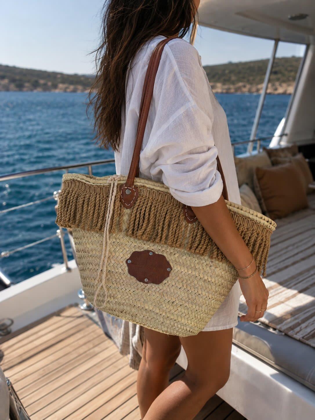 Panier Riviera – Franges Moulinées Camel